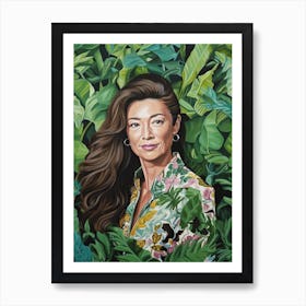 Floral Handpainted Portrait Of Michelle Yeoh 4 Art Print