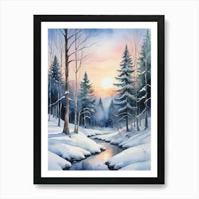 Winter Wonderland Landscape Painting Art Print