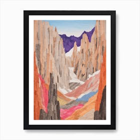 Mount Whitney United States 2 Colourful Mountain Illustration Art Print