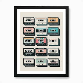 Retro Cassettes Art Print