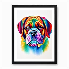 Dogue De Bordeaux Rainbow Oil Painting Dog Art Print
