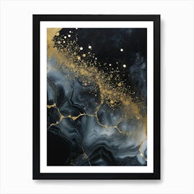 Golden Marble Dust Modern Abstract Art Print