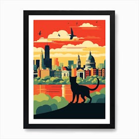 London, United Kingdom Skyline With A Cat 0 Art Print