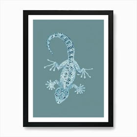 Blue African Fat Tailed Gecko Abstract Modern Illustration 2 Art Print