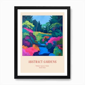 Colourful Gardens Portland Japanese Garden Usa 1 Red Poster Art Print
