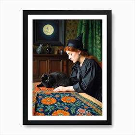 Witch And Cat 1 Art Print