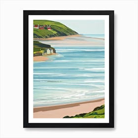 Filey Beach, North Yorkshire Contemporary Illustration   Art Print