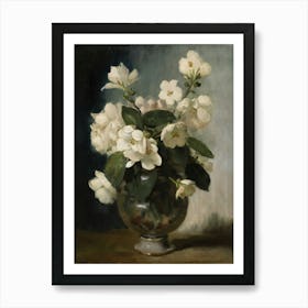 White Flowers In A Vase Cezanne Inspired Art Print