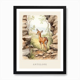 Beatrix Potter Inspired  Animal Watercolour Antelope 2 Art Print