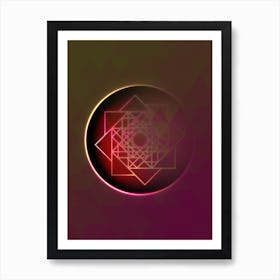 Geometric Neon Glyph on Jewel Tone Triangle Pattern 364 Art Print