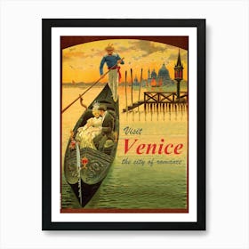 Venice, Couple On Gondola Art Print