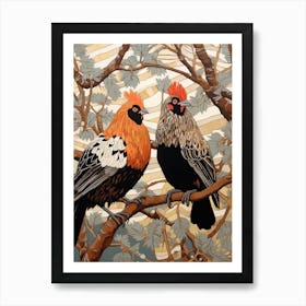 Art Nouveau Birds Poster Chicken 2 Art Print