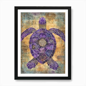 Purple Ornamental Sea Turtle 1 Art Print