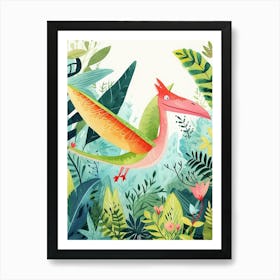 Pteranodon Dinosaur Cute Watercolour 3 Art Print