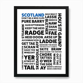 Scotland, Scottish dialect and sayings Art Print