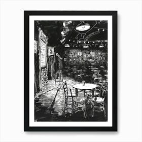 Comedy Club Austin Texas Black And White Drawing 1 Art Print