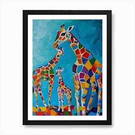 Geometric Giraffe Family 1 Art Print