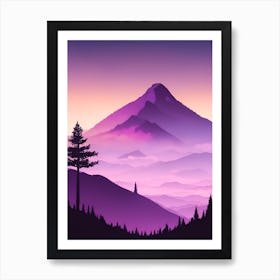 Misty Mountains Vertical Composition In Purple Tone 44 Art Print