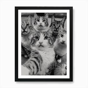 Portrait Of A Group Of Cats Art Print