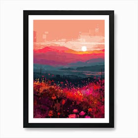 Sunset In The Mountains | Pixel Art Series 6 Art Print