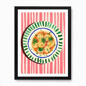 A Plate Of Gnocchi Top View Food Illustration 1 Art Print