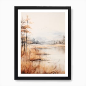 Lake In The Woods In Autumn, Painting 61 Art Print