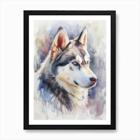 Siberian Husky Watercolor Painting 4 Art Print