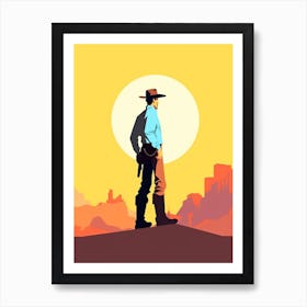 Cowboy In The Sunset 2 Art Print