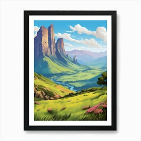 Drakensberg Mountain Range Cartoon 2 Art Print