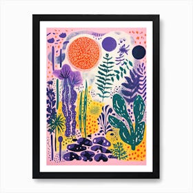 Abstract Botanical Risograph Style 14 Art Print