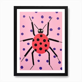 Pink Polka Dot Spider Art Print