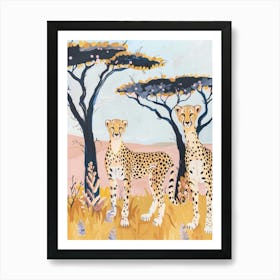 Cheetah Pastels Jungle Illustration 1 Art Print