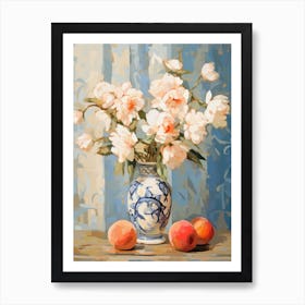 Rose Flower And Peaches Still Life Painting 4 Dreamy Art Print