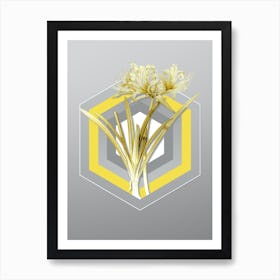 Botanical Golden Hurricane Lily in Yellow and Gray Gradient n.402 Art Print