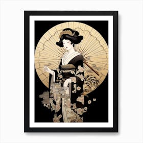 Geisha Art Noveau Style 1 Art Print