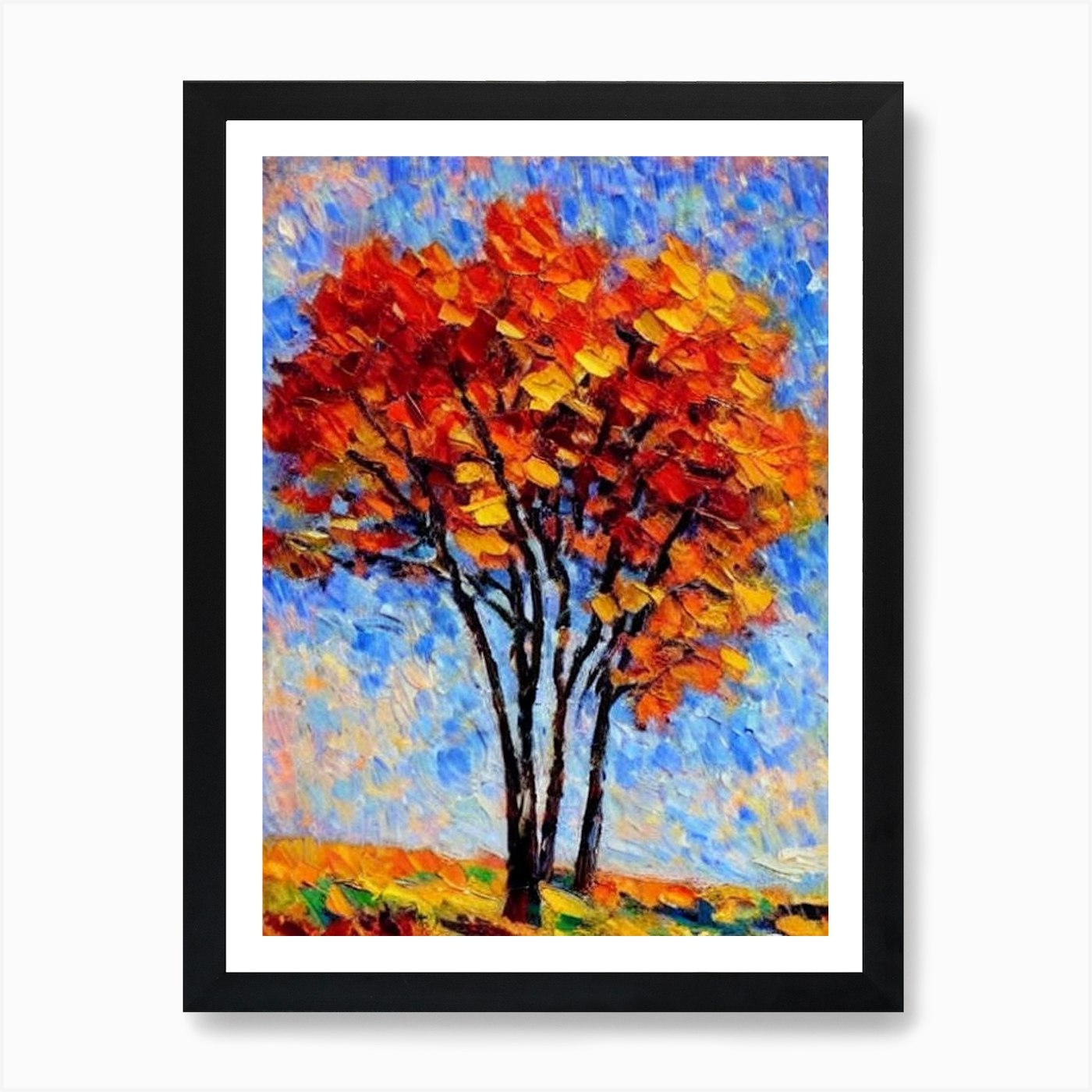 Birch tree Abstract Block Colour Ar Framed Wall Art Poster Canvas Print Picture - Picture 2 of 4
