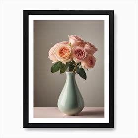 A Vase Of Pink Roses 8 Art Print