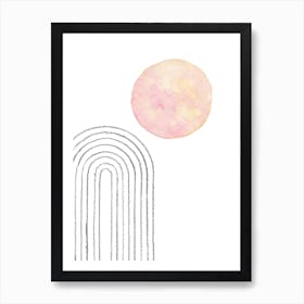 Rainbow Moon, minimalist art Art Print