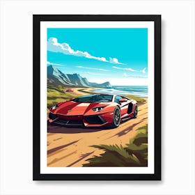 A Lamborghini Aventador In Causeway Coastal Route Illustration 1 Poster