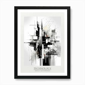 Technology Abstract Black And White 2 Poster Art Print