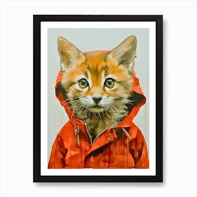 Red Hooded Charmer Enchanting Fox Illustration Art Print