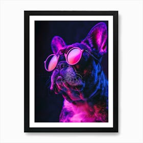 Beautiful Dog Under Neon Lights 13 Art Print