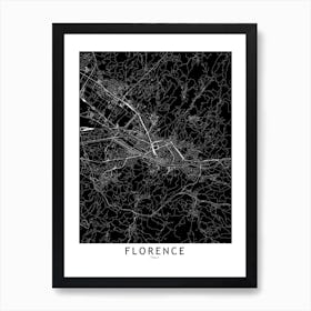 Florence Black And White Map Art Print
