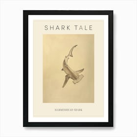 Hammerhead Shark Vintage Pencil Illustration Poster Art Print