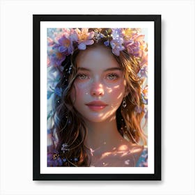 Beautiful Girl With Flowers Art Print