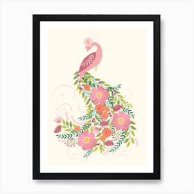 Floral Peacock Art Print