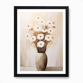 Daisy, Autumn Fall Flowers Sitting In A White Vase, Farmhouse Style 3 Art Print