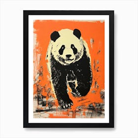 Panda, Woodblock Animal  Drawing 4 Art Print