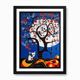 Magnolia With A Cat 2 Surreal Joan Miro Style  Art Print