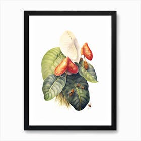 Beehive With Anthurium Flower Watercolour Illustration 2 Art Print